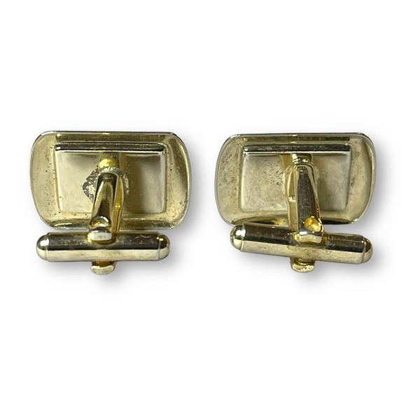 Vintage Mother of Pearl Gold Tone Cufflinks Men’s Classic Formal Dress Unsigned - Picture 4 of 5